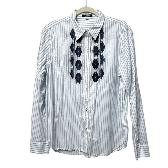 CHAPS Striped Embroidered Southwestern Button Up Shirt XL - Picture 8 of 8
